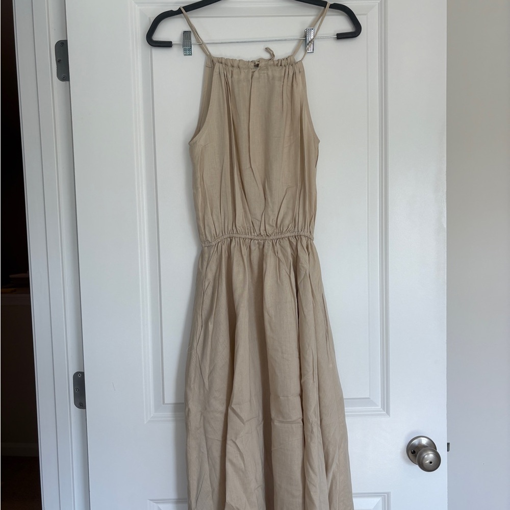 Tan Sleeveless Dress Perfect for Beach